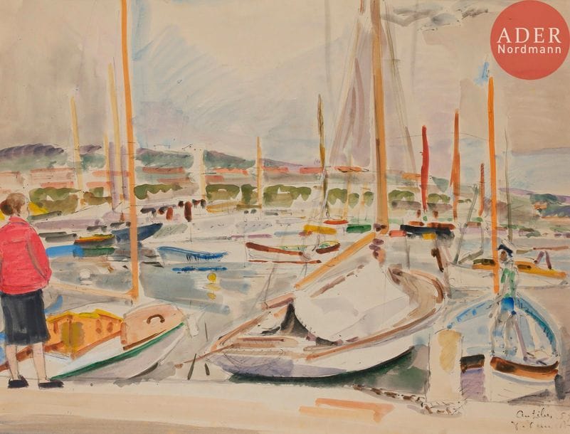 Pierre PRUVOST (1921-2008)

Voiliers au port d’Antibes, 1959
Aquarelle.
Signée, datée et située en bas à droite.
45 x 58 cm