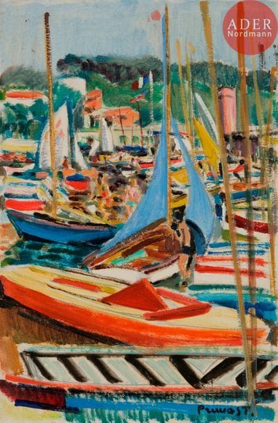 Pierre PRUVOST (1921-2008)

Voiliers au port
Huile sur papier.
Signée en bas à droite.
37,5 x 25 cm