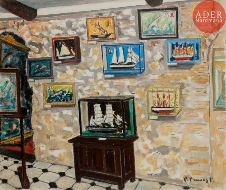 Pierre PRUVOST (1921-2008)

Antibes, mur aux ex-voto marins, 1965
Huile sur toile.
Signée en bas à droite.
60 x 73 cm