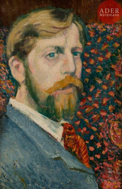 *Georges LEMMEN (1865-1916)
Autoportrait, 1890
Huile sur panneau parqueté.
Non signée.
40.5 x 27 cm

Expositions : 
- Postimpressionnisme (1880-1910), Musée du Petit-Palais, Genève, 1er juillet - 30 septembre 1980 (étiquette au dos).
- De Renoir à Picasso, Musée du Petit-Palais, Genève, 1981 (étiquette au dos).
- La Belgique dévoilée, Fondation de l’Hermitage, Lausanne, 25 janvier - 28 mai 2007 (étiquette au dos).
