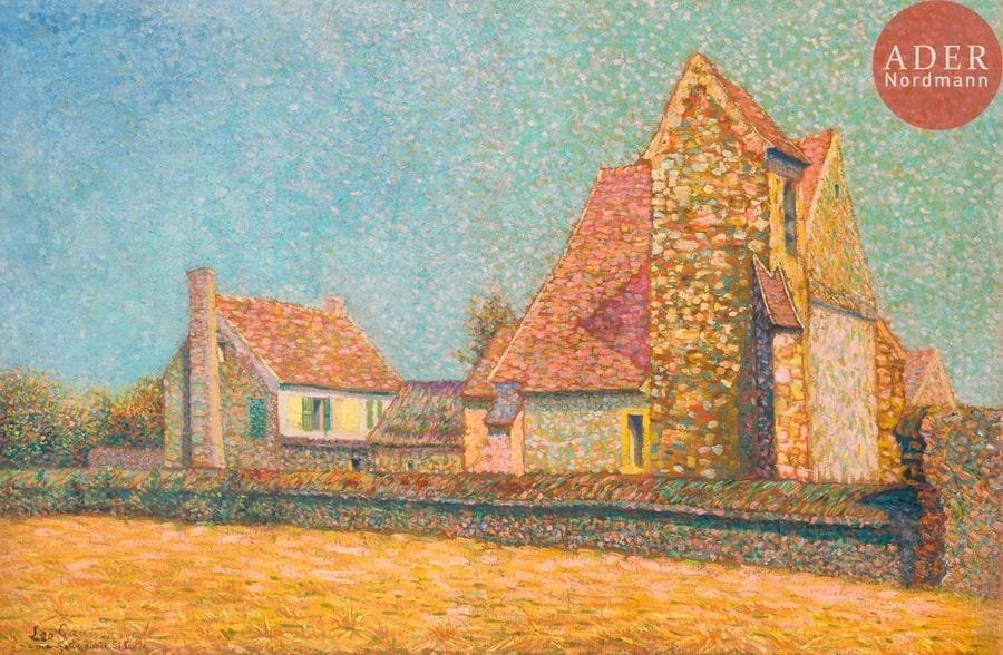 Léo GAUSSON (1860-1944)
Ferme, 1909
Huile sur toile.
Signée, datée et dédicacée « à ma petite amie Sidonie » en bas à gauche.

Provenance : 
Collection Sidonie Charpentier, fille du sculpteur Alexandre Charpentier. Par descendance.
