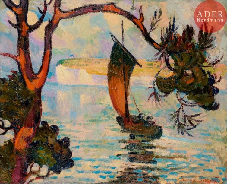 Pierre DUMONT (1884-1936)
Bateau sur la mer à Varengeville, vers 1905
Huile sur toile.
Signée en bas à droite.
60 x 73 cm
