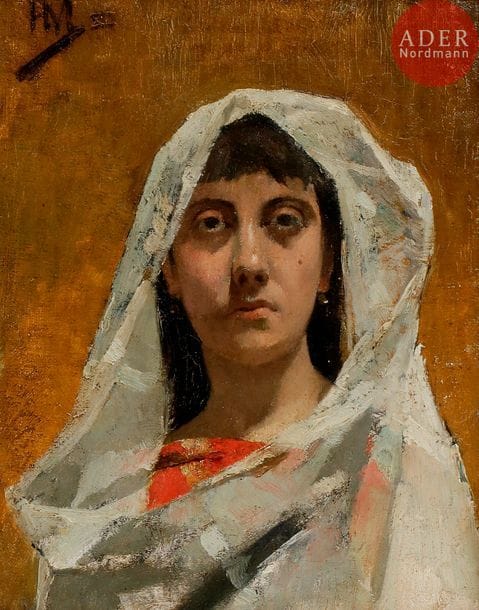 Henri MARTIN (1860-1943)
Portrait de la femme de l’artiste, 1880
Huile sur toile.
Monogrammée et datée en haut à gauche.
24.5 x 19.5 cm

Un certificat de Monsieur Cyrille Martin et une attestation d’inclusion au Catalogue Raisonné en préparation par Madame Marie-Anne Destrebecq-Martin, en date du 11 février 2017, seront remis à l’acquéreur.
