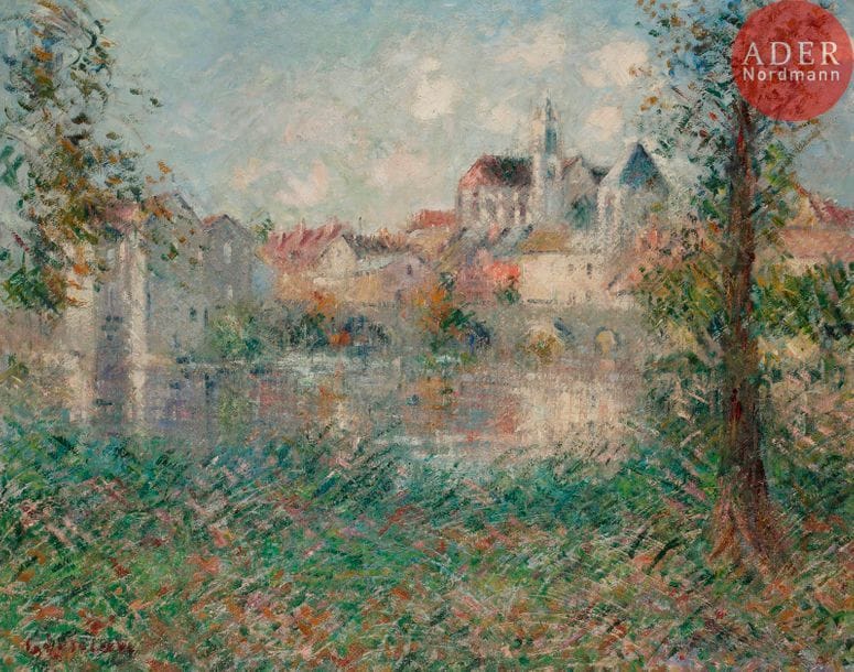 Gustave LOISEAU (1865-1935)
Vue de Moret-sur-Loing, 1932
Huile sur toile.
Signée en bas à gauche.
65 x 81 cm

Provenance :
- Collection Lucienne Desiry, Paris.
- Par descendance.

Exposition :
G. Loiseau, 7 - 22 mai 1957, Galerie Durand-Ruel, Paris, n°50 (n° Durand-Ruel 16271 au crayon bleu au dos sur le châssis).
