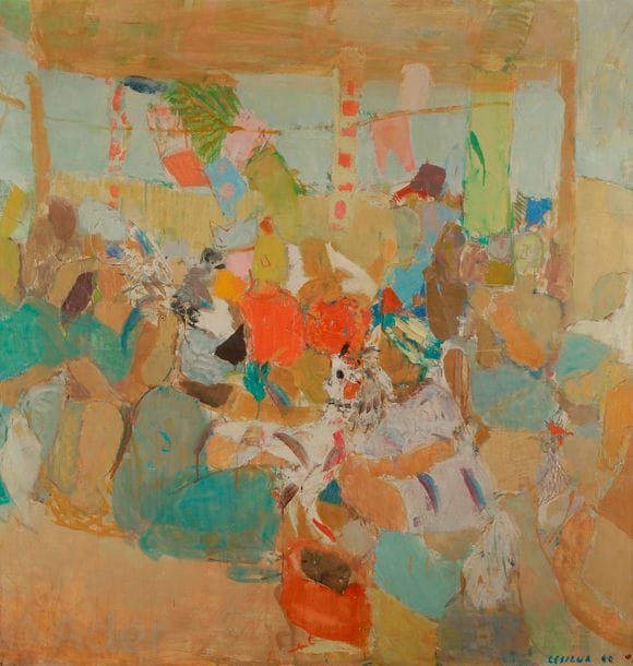 Pierre LESIEUR (1922-2011)
En été, 1960
Huile sur toile.
Signée et datée en bas à droite.
118 x 113 cm

Provenance : 
Collection du docteur Odette Poulain, Paris.