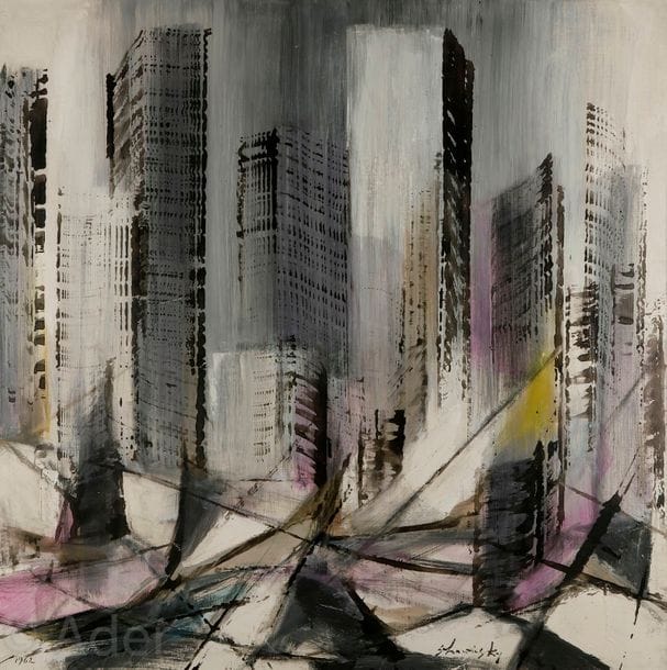 Xanti SCHAWINSKY [suisse] (1904-1979)
Manhattan, Cityday, 1962
Huile sur toile.
Signée en bas vers la droite.
Datée en bas à gauche.
122 x 122 cm