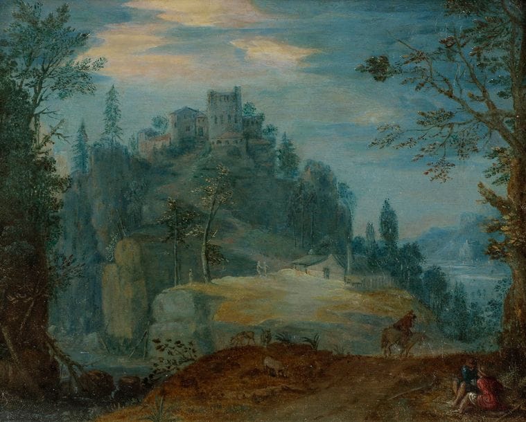 École FLAMANDE vers 1620
Paysage
Cuivre
14?x?18?cm
Petites restaurations anciennes
 