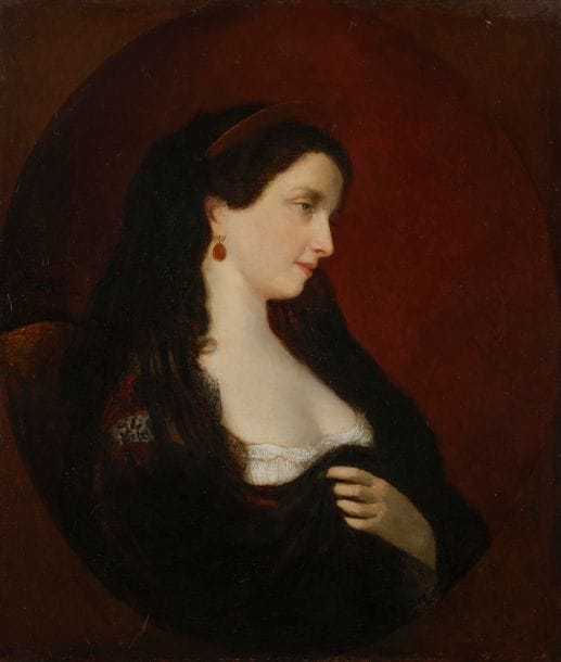 Anselme FEUERBACH (Spire 1829 - Venise 1880)
Portrait d’une dame dans un ovale peint
Toile 
72?x?62?cm
Signée à gauche?: AFeuerbach
Restaurations anciennes

Provenance : 
Propriété privée à Vienne. Galerie G. Paffrath, Dusseldorf en 1929.

Bibliographie : 
Catalogue de l’exposition commémorative d’Anselm Feuerbach dans la galerie municipale de Nuremberg, 1929, page 10, Cat. Nr. 14 (propriétaire du portrait de la dame est la galerie Paffrath à Dusseldorf).
Jürgen Ecker, Anselm Feuerbach Leben und Werk, Hirmer Verlag München, 1991, n° 57 (localisée et datée à gauche: Anvers 1850, localisation inconnue).

Exposition : 
Exposition commémorative d’Anselm Feuerbach dans la galerie municipale de Nuremberg, 1929, n° 14. 