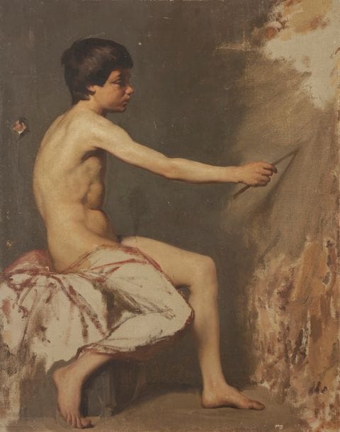 École FRANCAISE vers 1850
Jeune peintre nu
Toile
78?x?61?cm 