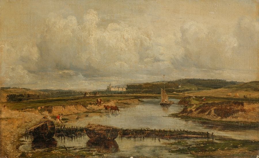 Victor DANVIN (Paris 1802 - 1842)
Vue du château d’Amboise 
Sur sa toile d’origine 
33?x?54,5?cm
Signée en bas à droite?: Danvin 
Petits manques 
Sans cadre 

 Notre tableau est à mettre en rapport avec le tableau (toile, 61.5?x?89.5?cm) du même artiste ayant figuré à la vente anonyme, Londres, 1er décembre 1998 (Phillips), n° 84 (£6800).