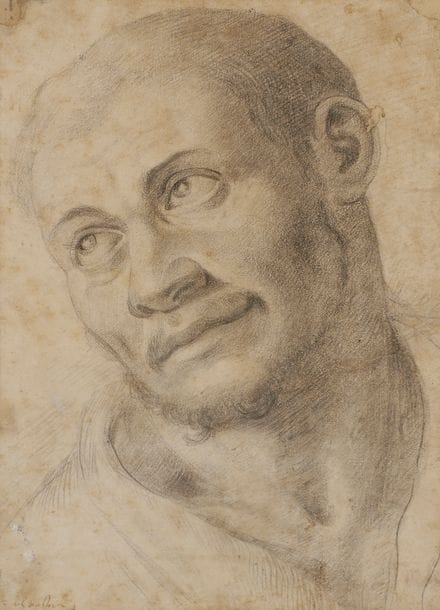 École ROMAINE de la fin du XVIe siècle
Tête d’homme
Pierre noire.
Annoté en bas à gauche.
Dans un cadre ancien en bois sculpté.
21.5?x?16?cm 