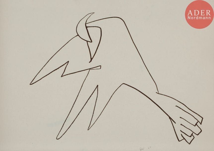 Roberto ALTMANN [cubain] (né en 1942)
L’oiseau, 1961
Encre.
Monogrammée et datée en bas vers droite.
20 x 29 cm