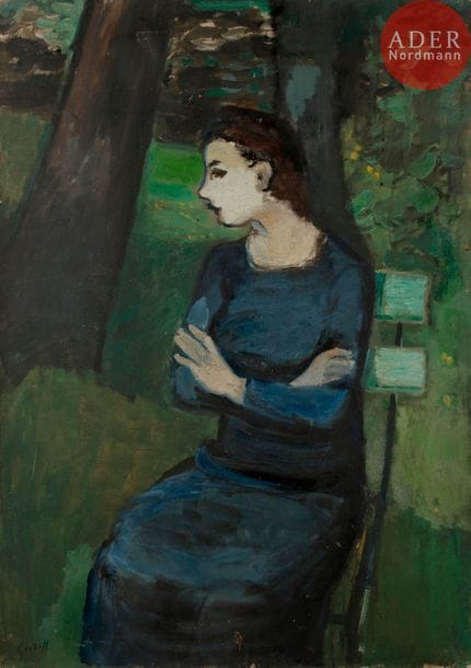 Alexandre Sasha GARBELL [russe] (1903-1970)
Femme au jardin, 1928
Huile sur toile.
Signée en bas à gauche.
Porte le cachet de la signature au dos.
(Accidents).
92 x 65 cm