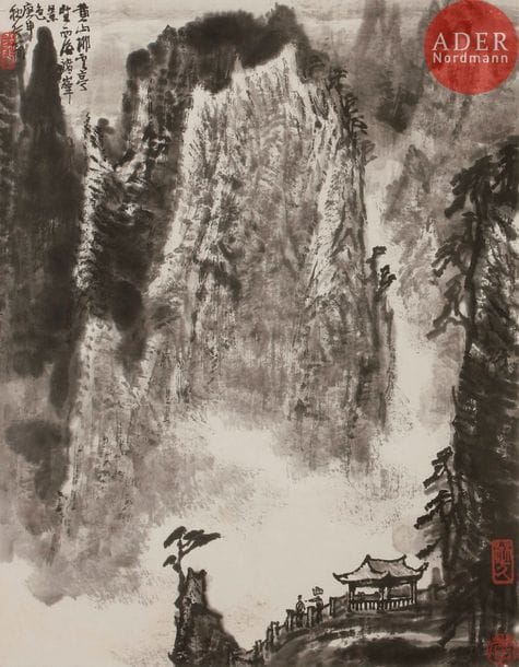 Xingjian LI [chinois] (né en 1937)
Yellow Mt
Encre et lavis.
Signé en bas à droite.
Signé et titré au dos.
(Petite déchirure).
45 x 34.5 cm