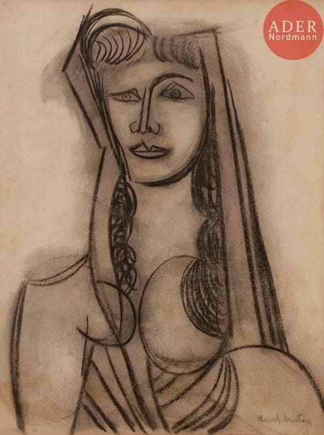 Marcel BURTIN (1902-1979)
Buste de femme, 1936
Fusain.
Signé en bas à droite.
63 x 48 cm