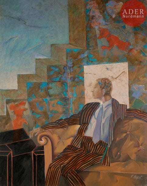 Delia CUGAT (né en 1930)
L’Étranger, 1990
Huile sur toile.
Signée en bas à droite.
Signée au dos.
92 x 73 cm

Provenance : 
Galerie de Francony, Paris.