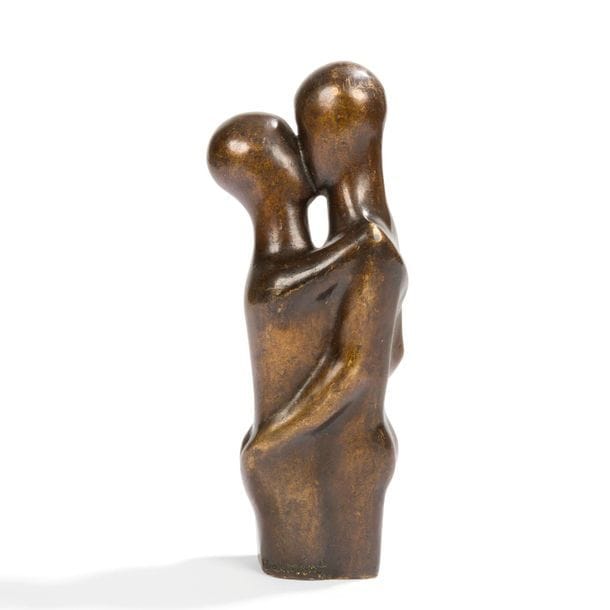 FRANÇOISE SALMON (NÉE EN 1917) 
Le baiser 
Sculpture. Épreuve en bronze patiné brun nuancé. Signée F. SALMON, numérotée 1/6 et porte le cachet de fondeur E. GODARD cire perdue vers la base. H. 25 cm 