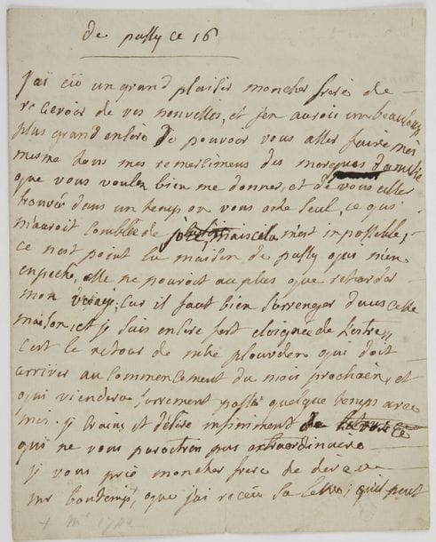 Marie-Louise de La Tour d’Auvergne, princesse de ROHAN-GUÉMÉNÉ (1725-1781) fille de Charles-Godefroy de La Tour d’Auvergne duc de Bouillon et de Marie-Charlotte Sobieska, elle épousa en 1743 Jules-Hercule-Mériadec de Rohan prince de Guéméné (1726-1788) ; maîtresse de Charles Edward Stuart « le Jeune Prétendant ». 5 L.A., Rennes puis Passy s.d., à son frère Godefroy de La Tour d’Auvergne prince de Turenne, Grand Chambellan de France en 1747 ; 18 pages in-4.
   Intéressante correspondance parlant notamment de la persécution organisée par le duc d’Aiguillon contre le Parlement de Rennes et les États de Bretagne, des ennuis de son fils qui devait être Président de la Noblesse : « Il est bien cruel en menant une vie de galérien, comme celle que maine mon pauvre fils, d’estre encore blamé pour une chose sur laquelle il aurait dû recevoir des louanges, c’est une calomnie bien grande de dire qu’il a abandonné ces 83 gentilshommes »... Etc. La dernière lettre relate son installation à Passy, où elle veut s’installer une basse-cour...
   On joint une pièce signée par Louis de La Tour d’Auvergne comte d’Évreux (camp de Clèves 21 juin 1702, cachet cire rouge aux armes) ; et 3 lettres d’Hugues-Robert de La Tour d’Auvergne-Lauraguais, évêque d’Arras (1802-1847).
