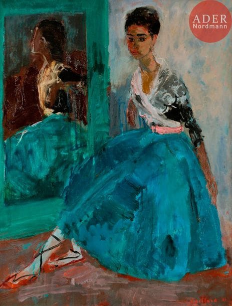 Christian CAILLARD (1899-1985)
Jeune femme au miroir, 1961
Huile sur isorel.
Signée et datée en bas à droite.
Numérotée " 1251 " au dos.
88 x 68 cm