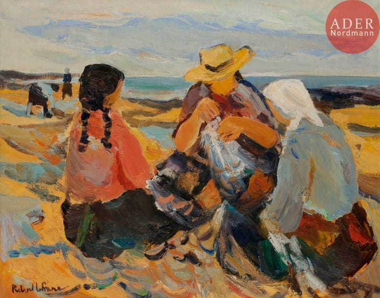 Roland LEFRANC (1931-2000)
Femme sur la grève, 1979
Huile sur toile.
Signée en bas à gauche.
Signée, datée et titrée au dos.
73 x 92 cm