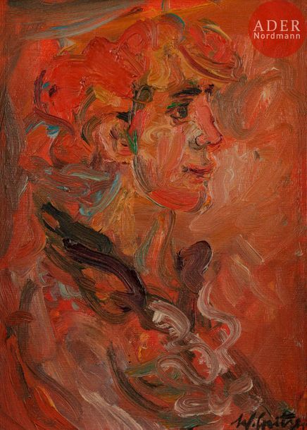 Walter SPITZER (né en 1927)
Profil rouge, 1967
Huile sur toile.
Signée en bas à droite.
Datée au dos.
22 x 16 cm
