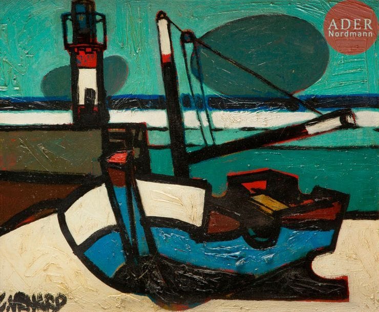 Claude VENARD (1913-1999)
Port
Huile sur toile.
Signée en bas à gauche.
38 x 46 cm
