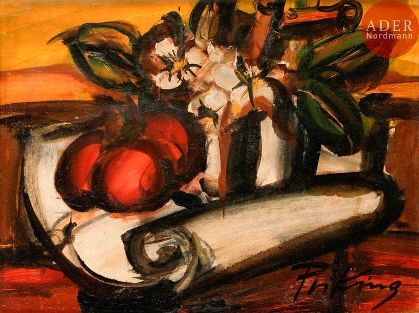 Franz PRIKING (1929-1979)
Nature morte aux abricots
Huile sur toile.
Signée en bas à droite.
27 x 35 cm