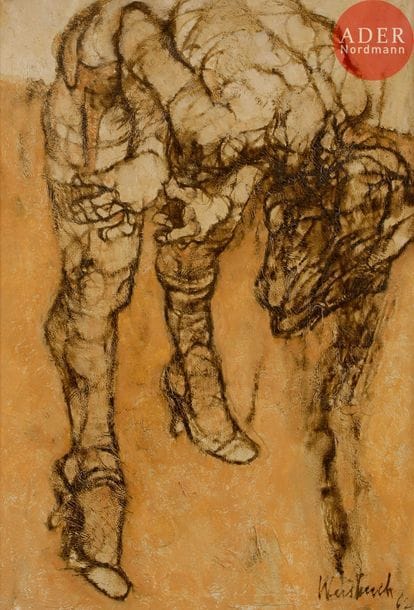 Claude WEISBUCH (1927-2014)
Femme au bas, 1962
Huile sur toile.
Signée et datée en bas à droite.
73 x 50 cm