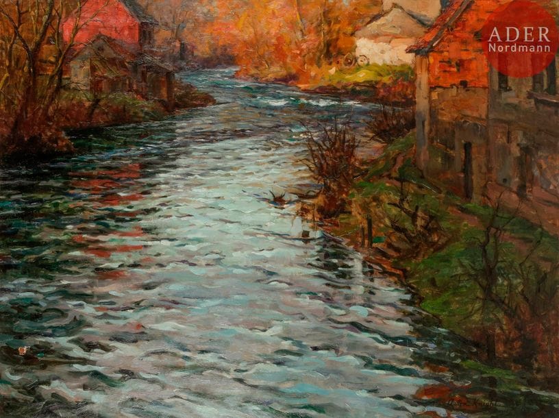 Louis Aston KNIGHT (1873-1948)
Sur la rivière
Huile sur toile.
Signée en bas à droite.
(Accidents).
110 x 148 cm
