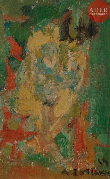 André COTTAVOZ (1922-2012)
Femme accroupie, 1964
Huile sur toile.
Signée et datée en bas à droite.
22 x 14 cm