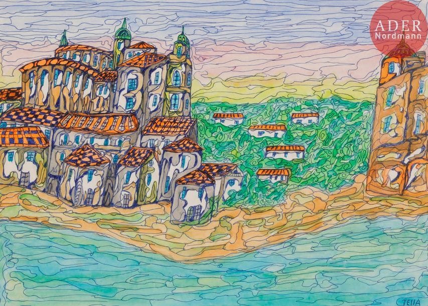 Garcia TELLA (1906-1983)
Orense, vers 1976
Encre et aquarelle.
Signée en bas à droite.
37,5 x 52 cm