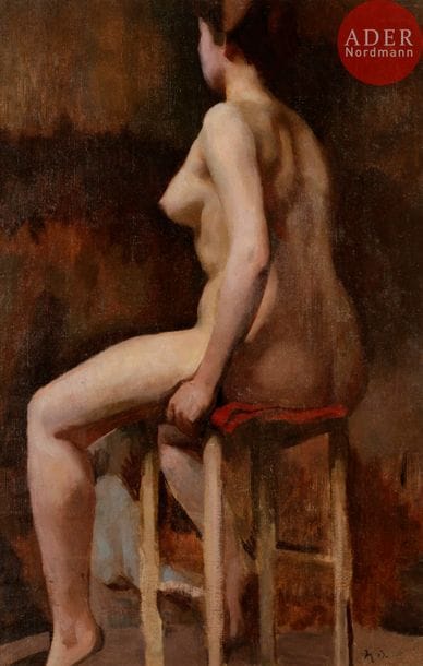 Léon BONNAT (1834-1922)
Nu assis
Huile sur toile.
Signée en bas à droite.
88 x 56 cm