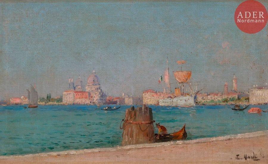 François NARDI (1861-1936)
Venise, le Grand Canal
Huile sur toile montée sur panneau.
Signée en bas à droite.
(Petites usures).
25 x 41 cm