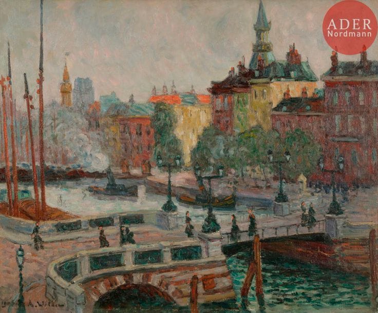 André WILDER (1871-1965)
Port de Hollande, 1905
Huile sur toile.
Signée et datée en bas à gauche.
60 x 73 cm

Bibliographie : 
Gérald Schurr, Les Petits maîtres de la peinture, Tome II, reproduit p. 115.