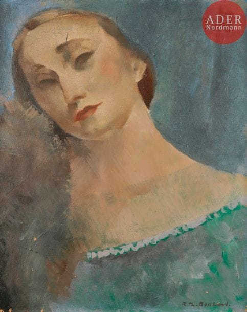 Rodolphe T. BOSSHARD (1889-1960)
Portrait de femme au boa, vers 1924
Huile sur carton.
Signée en bas à droite.
Annotée au dos : " Bosshard, Peintre suisse, 1924 ".
(Petits manques).
41 x 32 cm