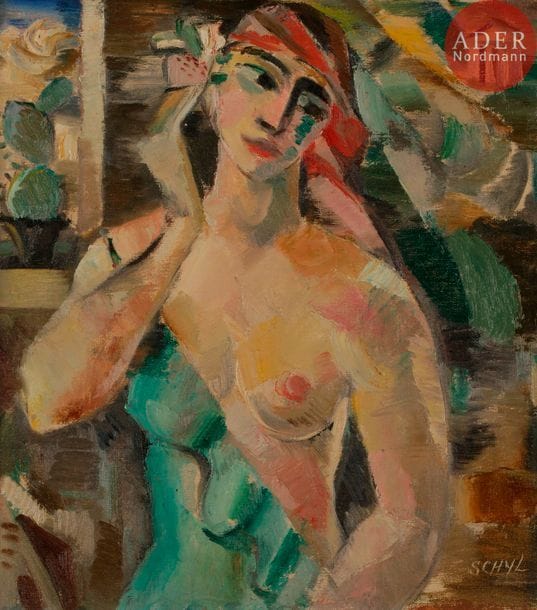 Jules SCHYL (1893-1977)
Portrait de femme
Huile sur isorel.
Signée en bas à droite.
33 x 37 cm