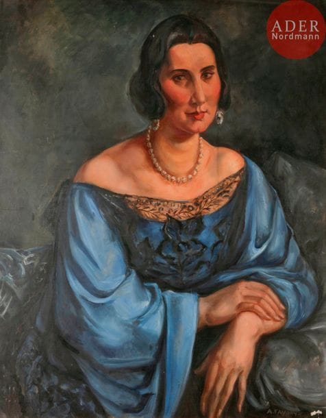 *André FAVORY (1888-1937)
Portrait de Mademoiselle Yvonne L.
Huile sur toile.
Signée en bas à droite.
100 x 81 cm

Bibliographie : 
Les Peintres Français Nouveaux, Éditions Gallimard, 1926, reproduit p. 39.