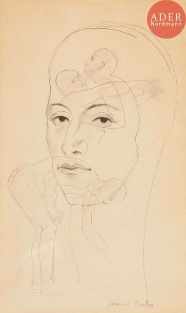 Francis PICABIA (1879-1953)
Visage aux trois personnages, série des « Transparences », vers 1929-1930
Crayon noir.
Signé en bas à droite.
30 x 19 cm

Un certificat du Comité Picabia en date du 28 septembre 2018 sera remis à l’acquéreur.