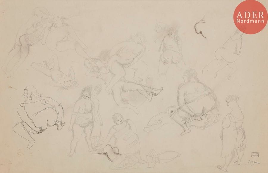 Julius Pincas, dit Jules PASCIN (1885-1930)
Scène érotique
Mine de plomb.
Porte les timbres de l’atelier (Lugt 2014a et 2014b).
31 x 48 cm

Un certificat de Frode Krohg en date du 7 février 2005 sera remis à l’acquéreur. 

Nous remercions le comité Pascin d'avoir confirmé l'authenticité de cette œuvre.
