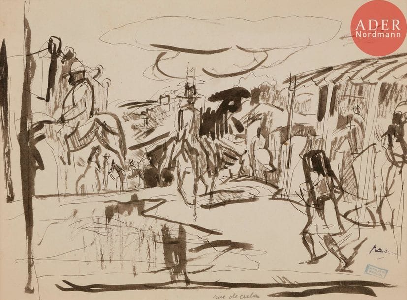 Julius Pincas, dit Jules PASCIN (1885-1930)
Rue de Cuba
Lavis d’encre.
Porte les timbres de l’atelier (Lugt 2014a et 2014b).
22 x 29.5 cm

Un certificat de Frode Krohg en date du 7 février 2005 sera remis à l’acquéreur. 

Nous remercions le comité Pascin d'avoir confirmé l'authenticité de cette œuvre.