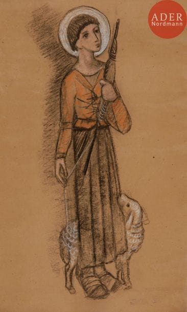 Jean LAMBERT-RUCKI (1888-1967)
Saint Jean
Pastel et fusain.
Porte le timbre de la vente de l’atelier en bas à droite (Lugt 3741).
95 x 55 cm