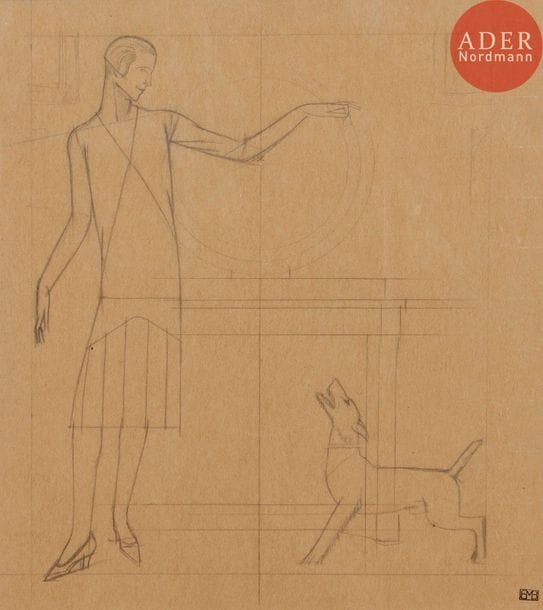 Bernard BOUTET DE MONVEL (1884-1949)
Femme au chien dans sa chambre
Mine de plomb.
Porte le timbre de l’atelier en bas à droite.
30.5 x 27 cm