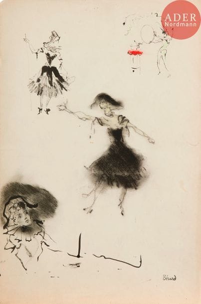 Christian BERARD (1902-1949)
Études de costumes
Encre, fusain et pastel.
Porte le timbre de la signature en bas à droite.
49 x 32 cm