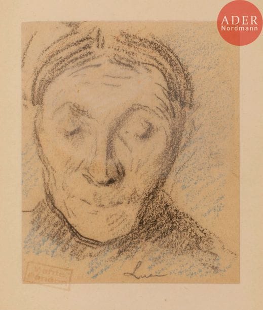 Maximilien LUCE (1858-1941)
Portrait de vieille femme
Crayons.
Signé en bas au centre et timbre de la vente Fénéon.
7.5 x 6 cm

Nous remercions Madame Denise Bazetoux d’avoir confirmé l’authenticité de cette œuvre.
