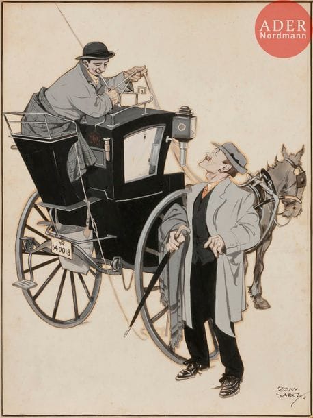 Tony SARG (1882-1942)
Le Cocher, 1911
Encre et gouache.
Signée et datée en bas à droite.
48 x 36 cm