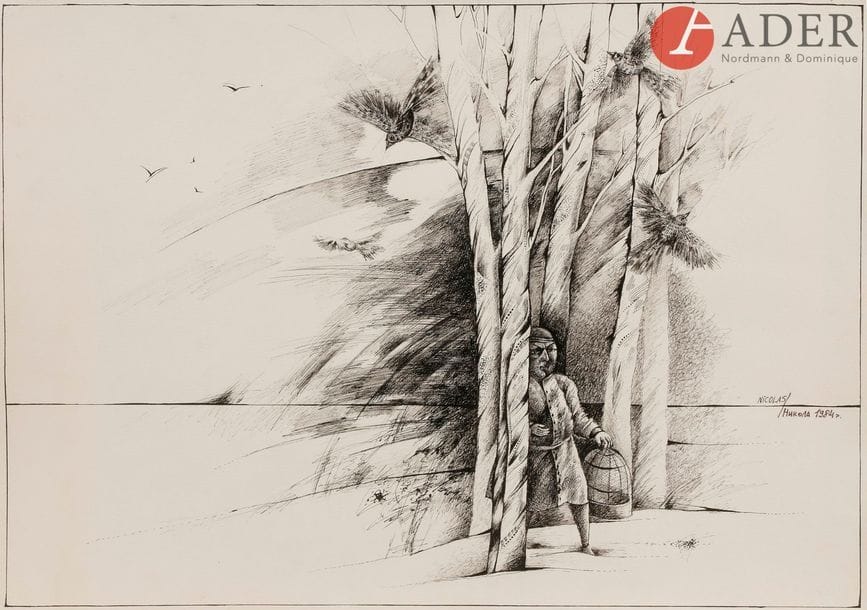 Nikolaï Nikolaevitch OVTCHINIKOV (né en 1958)
L’Oiseleur, 1984
Dessin à la plume.
Signé et daté sur la droite.
36,5 x 51 cm

Николай Николаевич ОВЧИННИКОВ (род. в 1958 г.)
Птицелов, 1984
Бумага, перо.
Подпись с датой справа.
36,5 х 51 см
