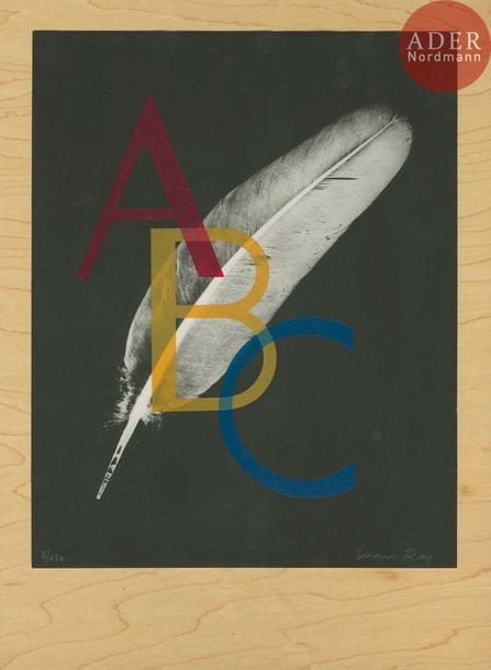 Man Ray (1890-1976)
Alphabet pour Adultes.
Pierre Belfond, Paris, 1970.
In-folio (37 x 28 cm). Édition originale. Un des 150 exemplaires sur grand vélin d’Arches, numérotés et signés par Man Ray, accompagné d’une rayographie originale sur bois, numérotée et signée. En feuilles, sous chemise souple illustrée et emboîtage en tissu orange de l’éditeur, titré au dos.
