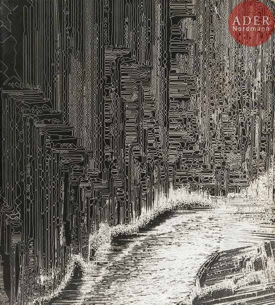 Jean-Pierre Sudre (1921-1997)
Alunios, juillet 1966.
Épreuve argentique d’époque montée sur panneau de bois, dans son encadrement d’origine, signée, titrée, datée et numérotée 1/1 (pièce unique) au verso du montage avec tampon de douane.
65 x 59 cm

 Cette épreuve a été présentée au MoMA de New York dans l’exposition A European Experiment. Photographs by Brihat-Cordier-Sudre, 1967.