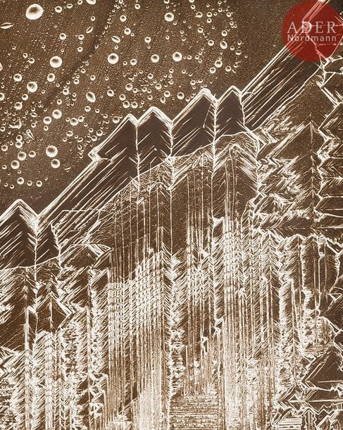 Jean-Pierre Sudre (1921-1997)
Collinos, juin 1966.
Épreuve argentique d’époque montée sur tissu et carton, dans son encadrement d’origine, signée, titrée, datée et numérotée 1/1 (pièce unique) au verso du montage.
30 x 24 cm