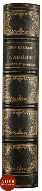 GALIBERT L., L’Algérie Ancienne et Moderne depuis les premiers établissements des Carthaginois jusqu’à la prise de la Smalah d’Abd-el-Kader, Paris, Furne et Cie, 1844.
634 pp., certaines illustrées n / b, 33 pls hors texte dont 10 en couleurs, 1 carte dépliante en couleur. Rel. cart. marbrée, dos cuir nervuré à titre et ornements dorés, tranche dorée.
État : rousseurs, mouillures.